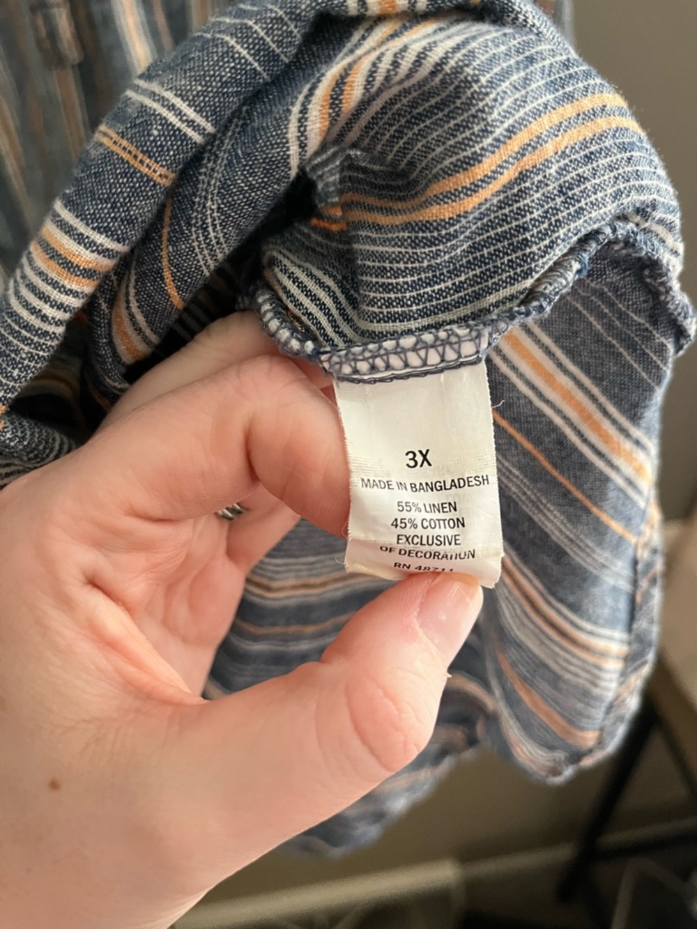 Linen and Cotton 3X Mini Dress Falls Creek Multicolor Vertical Stripe Pockets - Picture 8 of 10